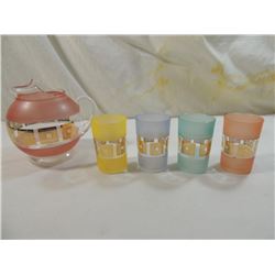 4 GLASSES & SMALL PITCHER SET