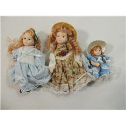 LOT 3 SMALL PORCELAIN DOLLS