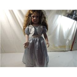 27" PARADISE GALLERY  PORCELAIN DOLL IN BLUE DRESS