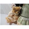 Image 3 : 22" PORCELAIN DOLL IN GREEN DRESS W/ BEAR DOLL