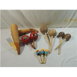BOX LOT ASSORTED MARACAS & GURIOS