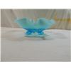 Image 1 : VINTAGE FOOTED BLUE GLASS CANDY DISH