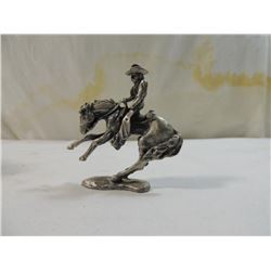 PEWTER COWBOY ON HORSE FIGURINE