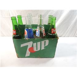 VINTAGE 8 7UP PEPSI GLASS BOTTLES