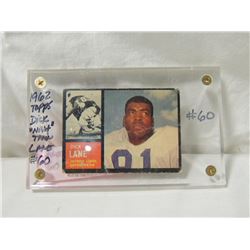 1962 TOPPS DICK LANE FOOTBALL CARD #60