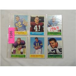 LOT 6 1964 TOPPS FOOTBALL CARDS:BASS, STEFFEN, LEW