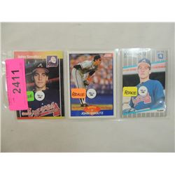 LOT 3 MISC JOHN SMOLTZ ROOKIE BASEBALL CARDS