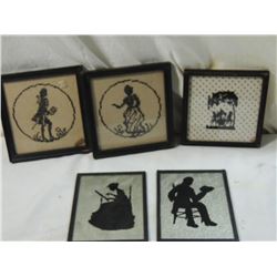 LOT 5 VINTAGE SILHOUETTES & NEEDLE POINT