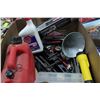 Image 1 : LARGE BOX OF AUTOMOTIVE TOOLS INCL. SCISSOR JACK,