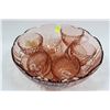 Image 1 : DEPRESSION GLASS PINK SWIRL 25PC PUNCH BOWL SET
