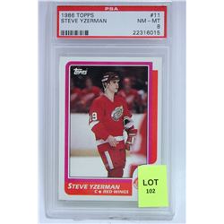 1986 STEVE YZERMAN 3RD YR CARD PSA SCORED NM-