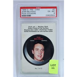 1968 HOF JEAN BELIVEAU PACK STICKERS PSA SCORED