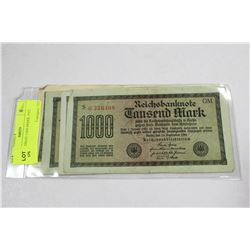 FOUR GERMAN 1,000 MARK 1922