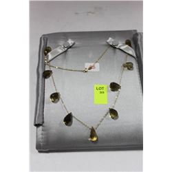 #25 10KT TEARDROP SMOKEY QUARTZ NECKLACE
