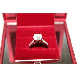STAMPED 14K WHITE GOLD DIAMOND RING