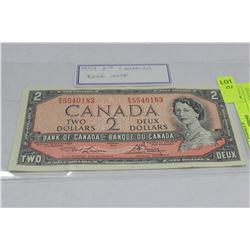 1954 CANADA 2 DOLLAR BANKNOTE