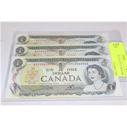 1973 GEM UNCIRCULATED 1 DOLLAR X3