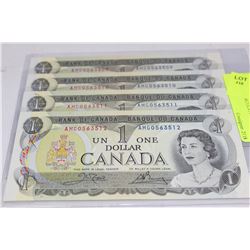 1973 GEM UNCIRCULATED 1 DOLLAR X4