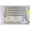 Image 1 : CANADA 1973 CONSECUTIVE 1 DOLLAR NOTE X 5