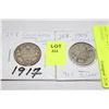 Image 1 : 1905, 1917 .925 SILVER CANADIAN 25 CENTS X2