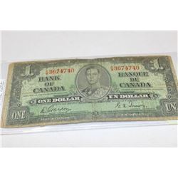 1937 CANADA 1 DOLLAR BANKNOTE