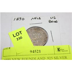 1890 NEWFOUNDLAND .925 SILVER 20 CENTS
