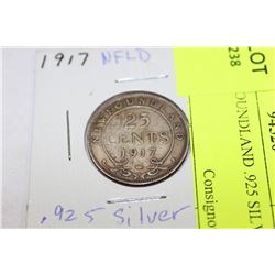 1917 NEWFOUNDLAND .925 SILVER 25 CENTS