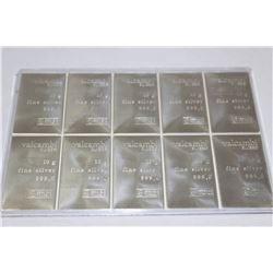 10PC.VALCAMBI SUISSE .999 FINE SILVER 10 GRAMS BAR