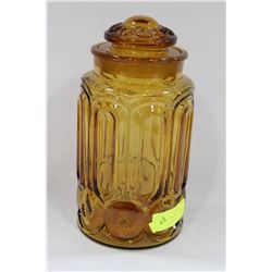 VINTAGE AMBER LIDDED JAR