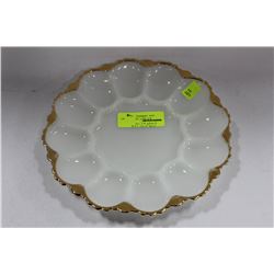 VINTAGE MILK GLASS DEVILED EGG SERVING TRAY