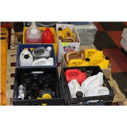 PALLET OF ASSORTED OILS AND FLUIDS