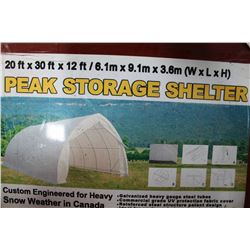 NEW 20' X 30' X12' PEAK STORAGE SHELTER