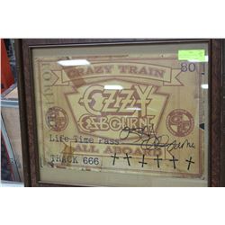 OZZY OSBORNE TOUR POSTER SIGNED FRAMED