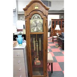 OAK AND BRASS GRANDFATHER CLOCK