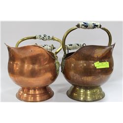 TWO VINTAGE COPPER/BRASS BUCKETS