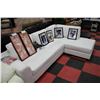 Image 2 : NEW WHITE LEATHERETTE L SHAPE SECTIONAL