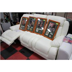 NEW WHITE LEATHER RECLINING SOFA