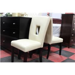 PAIR OF NEW SIDECHAIRS ON CHOICE:WHITE LEATHERETTE