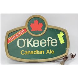 LIGHT-UP O'KEEFE CANADIAN ALE BEER SIGN
