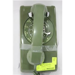 VINTAGE OLIVE GREEN ROTARY WALL PHONE