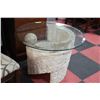 Image 1 : DAMAGED STONE AND GLASS END TABLE