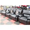 Image 1 : NEW BLACK LEATHER RECLINING SOFA CONSOLE LOVE