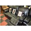 Image 6 : NEW BLACK LEATHER RECLINING SOFA CONSOLE LOVE