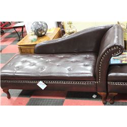 NEW BROWN LEATHERETTE STORAGE CHAISE LOUNGE