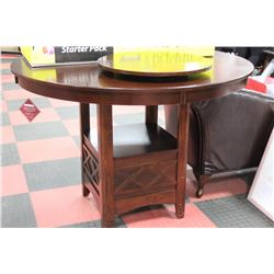 NEW WOOD BAR HEIGHT ROUND TABLE W LAZY SUSAN
