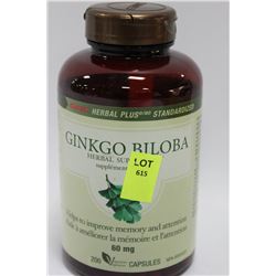 BOTTLE OF 200 GINKO BILOBA HERBAL SUPPLEMENT