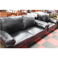 NEW BLACK LEATHERETTE SOFA W LOVE SEAT