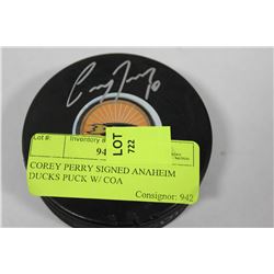 COREY PERRY SIGNED ANAHEIM DUCKS PUCK W/ COA