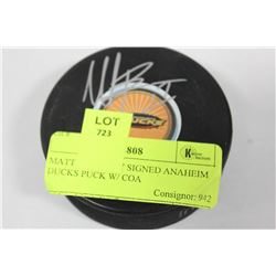 MATT BELESKEY SIGNED ANAHEIM DUCKS PUCK W/ COA