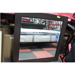 LARGE WOOD FRAMED & BEVELLED MIRROR